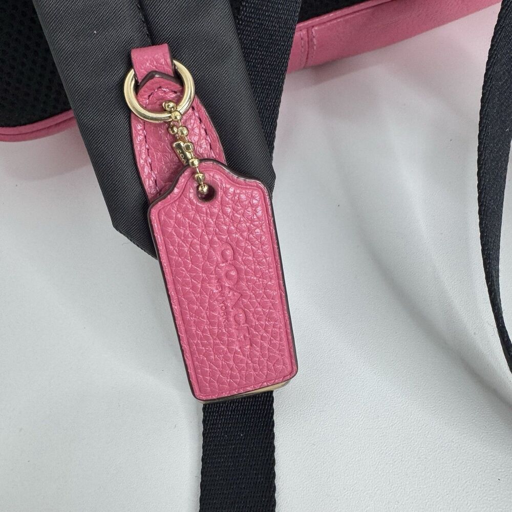 Coach Backpack Court Khaki Pink Saddle Signature Coated Canvas Leather EXC - Picture 10 of 13